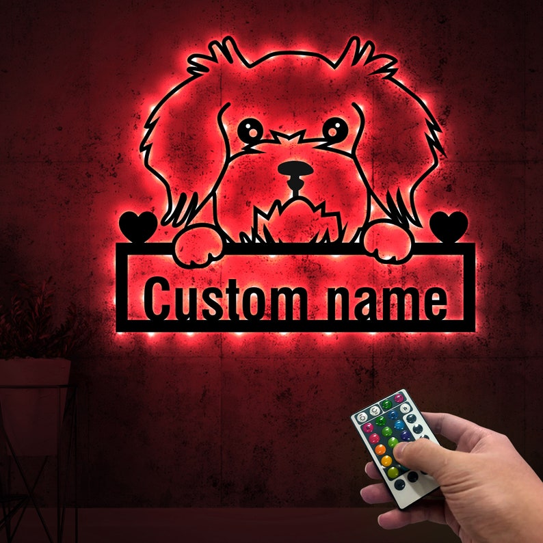 Affenpoo Dog Metal Wall Art With Led Light Dog Metal Sign Etsy