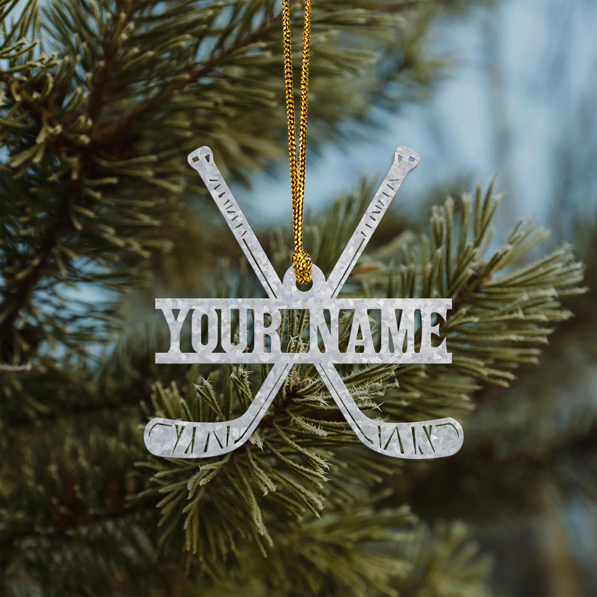 Personalized Hockey Sticks Ornament Christmas Hockey Sticks Etsy
