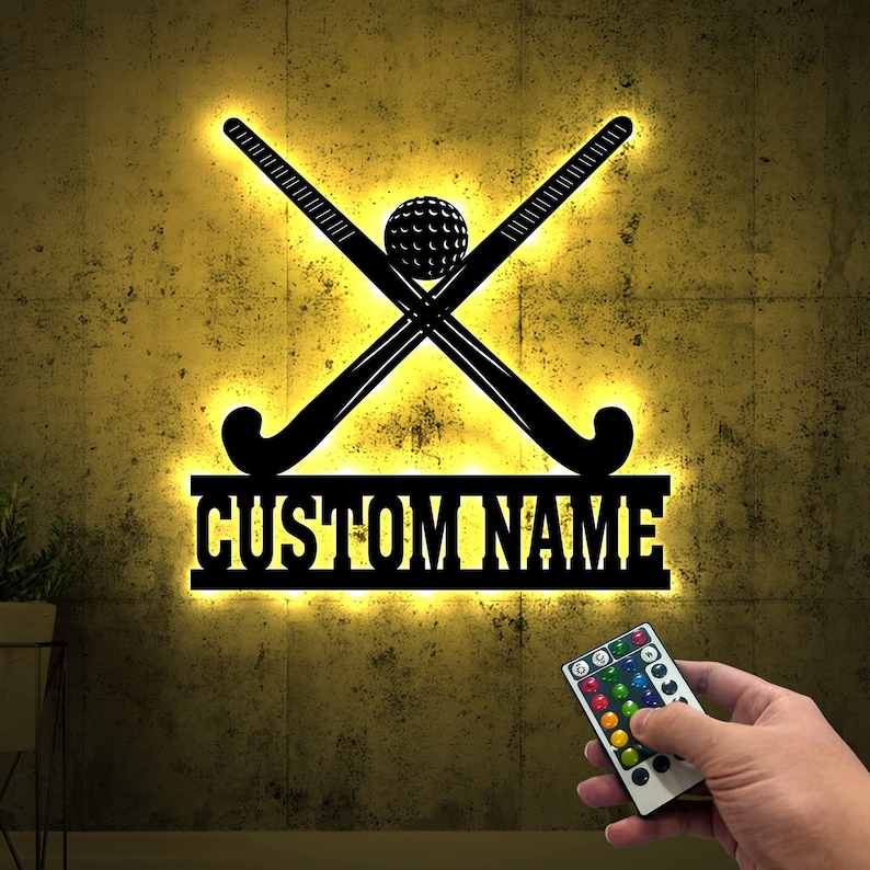 Personalized Field Hockey Sticks Sign With Led Lights Kids Etsy