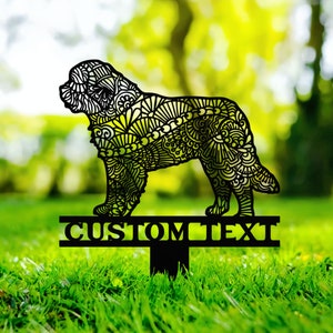 Newfoundland Mandala Garden Stake Metal, Newfoundland Zentangle Metal Yard Art, Newfoundland Dog Gift, Dog Garden Sign, Outdoor Decor