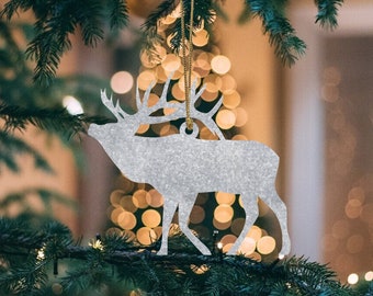 Ornement en métal de bois de caribou, suspension d'arbre de Noel, décor de Noel, cadeau d'amant de wapiti cadeau d'amant de chasseur cadeau de Noel pour l'amant de bois de wapiti