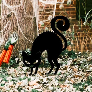 Black Cat Metal Yard Stake, Spooky Halloween Outdoor Decor - Etsy