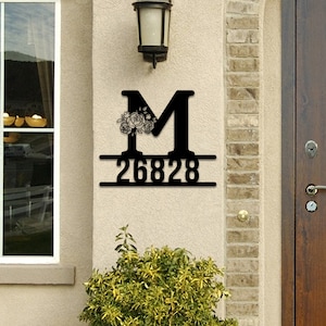 Personalized Monogram Address Sign, Metal Sign, Housewarming Gift, Address Sign, Decorative Metal Sign, Porch Signs, House Number Plaque