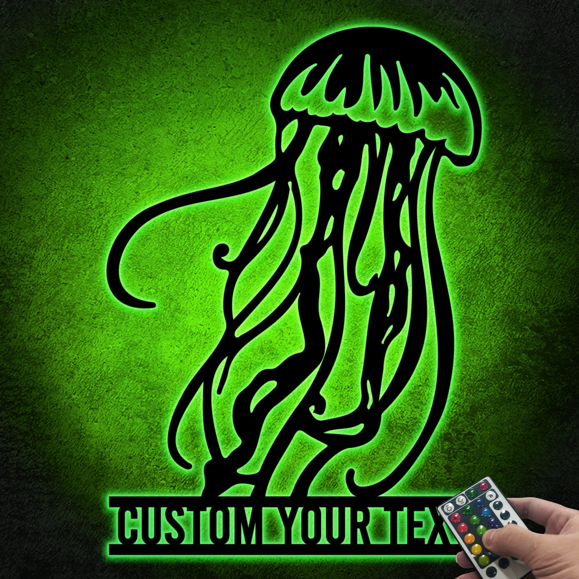 Custom Jelly Fish Metal Wall Art With Lights Sea Life Home Etsy