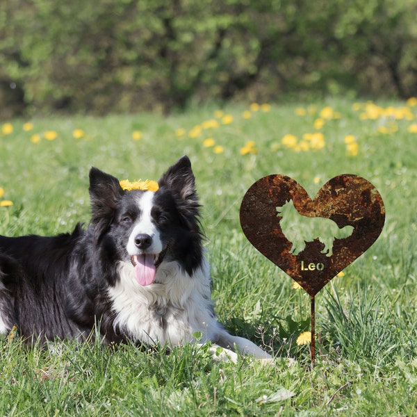 Border Collie Garden Sign Rusty, Border Collie Garden Stake, Rusted Metal Yard Art, Vintage Outdoor Decor, Dog Metal Garden Stake