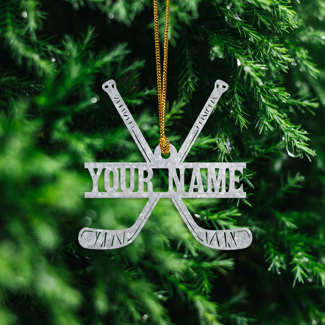 Personalized Hockey Sticks Ornament, Christmas Hockey Sticks Gift for