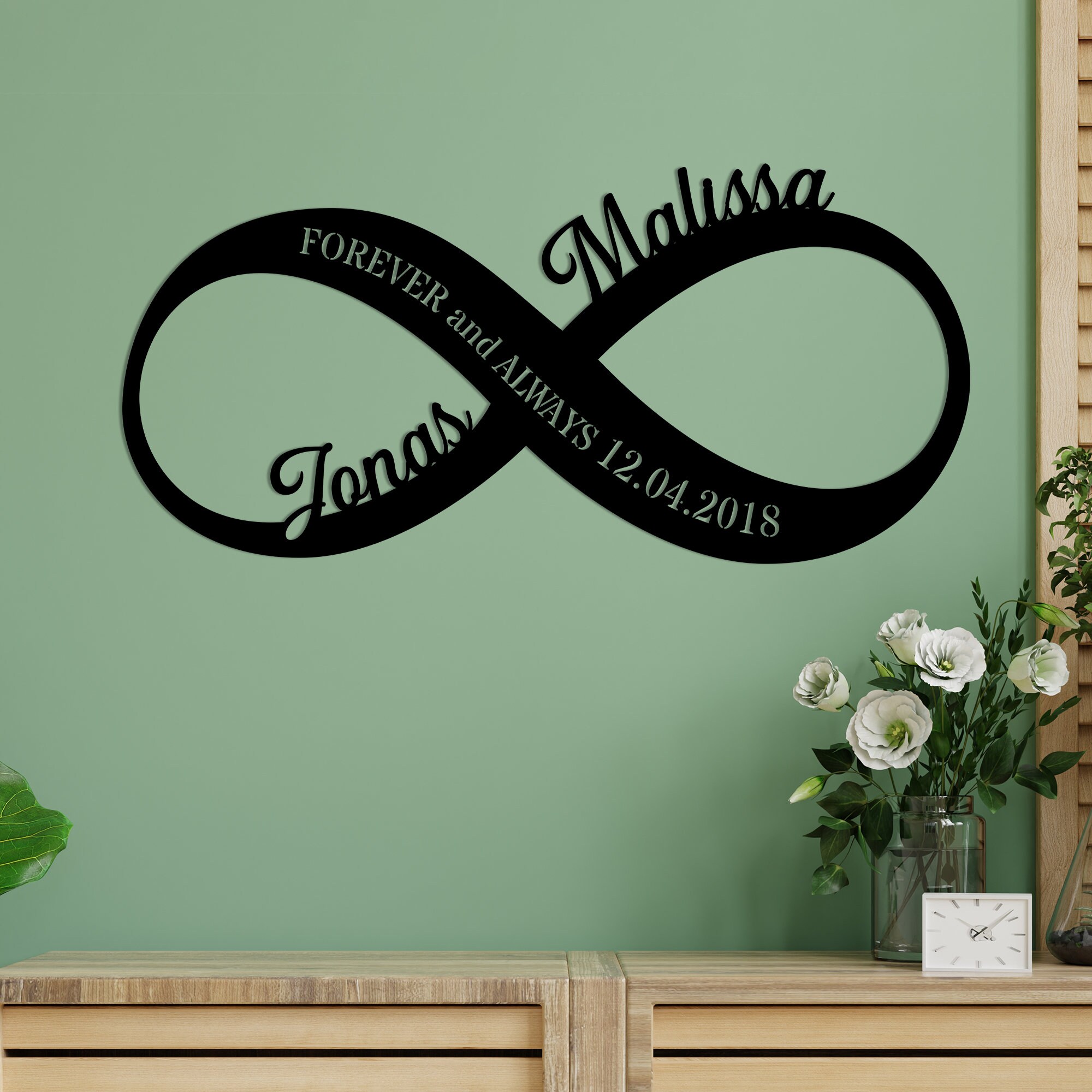 Personalized Metal Infinity Sign, Anniversary Wedding Date