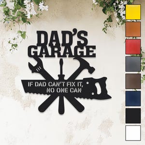 Father&#39;s Day Personalized Fix It Metal Sign, If Dad Can&#39;t Fix It Sign, Dad&#39;s Garage Metal Wall Art, Workshop Sign for Dad, Man Cave Decor