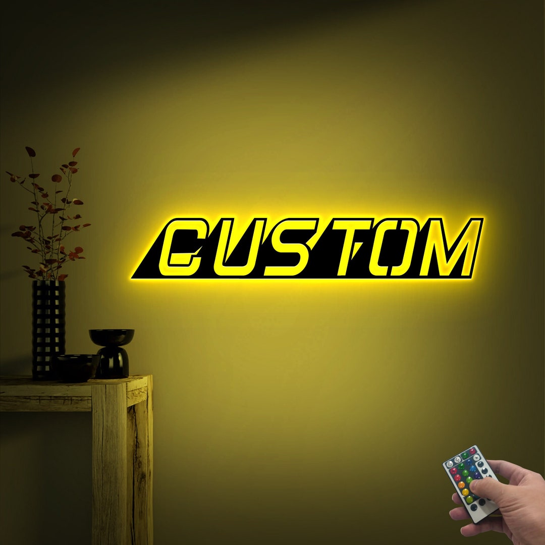 Custom Text LED Metal Wall Art, Light up Name Sign - Etsy