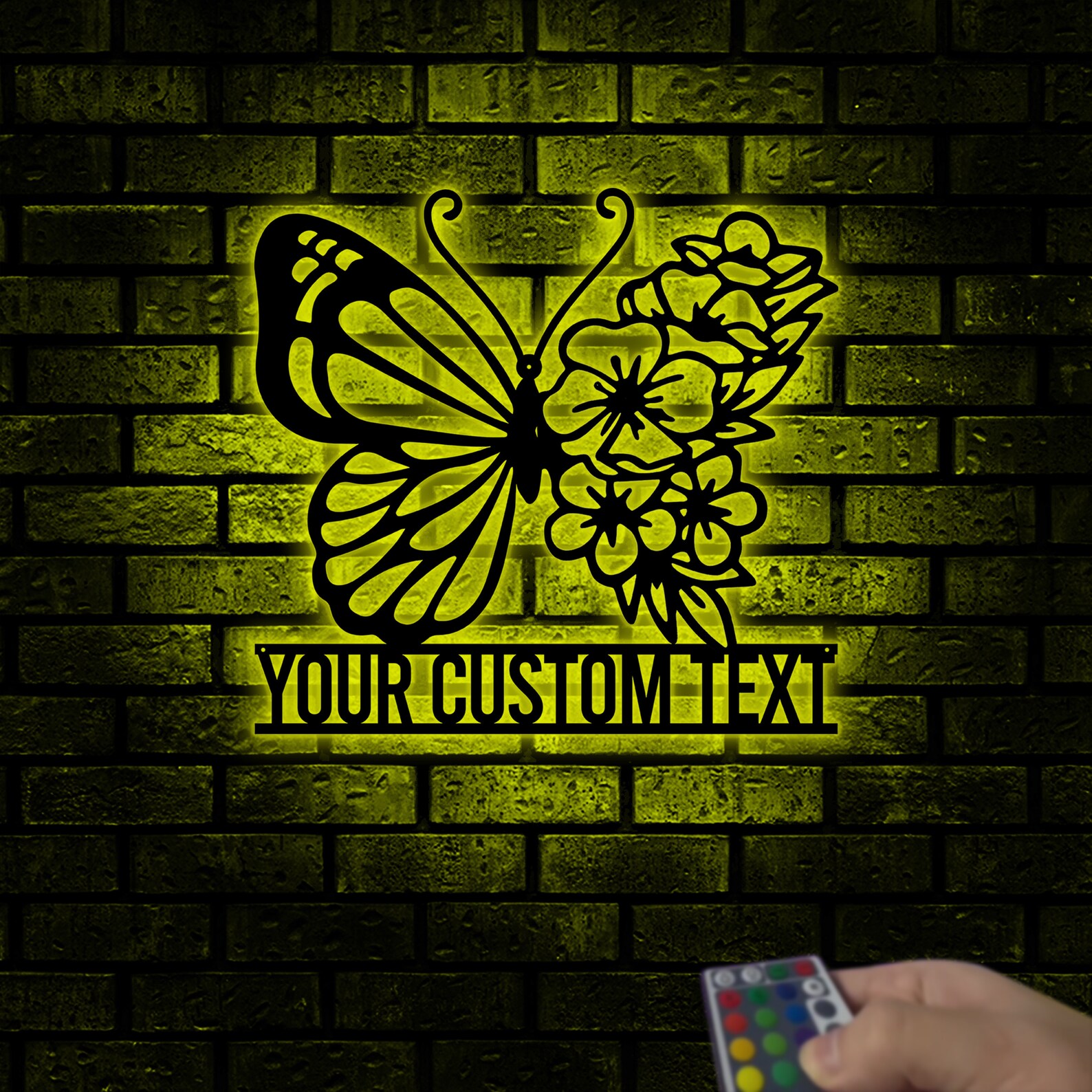 Custom Floral Butterfly Metal Wall Art With Lights Butterfly Etsy