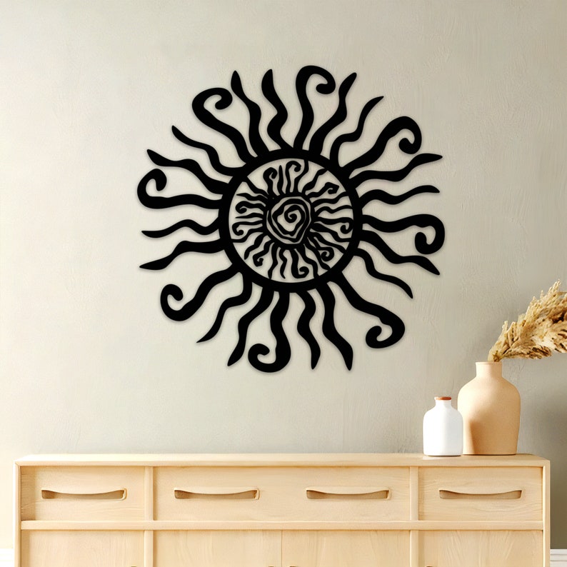 Wacky Sun Metal Wall Art With Lights Whimsical Spiral Sun Etsy