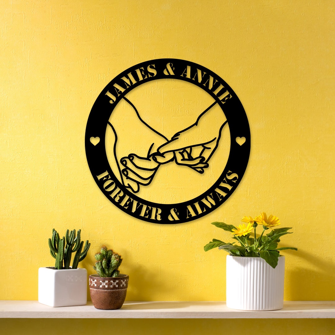 Personalized Wedding Metal Wall Art With Lights, Couple Name Sign ...