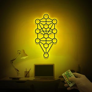 Kabbalah Tree Of Life Metal Wall Art with Led Light, Sacred Geometry Sign, Qabalah Tree Of Life Home Decor, Spiritual Gift, Meditation Gift