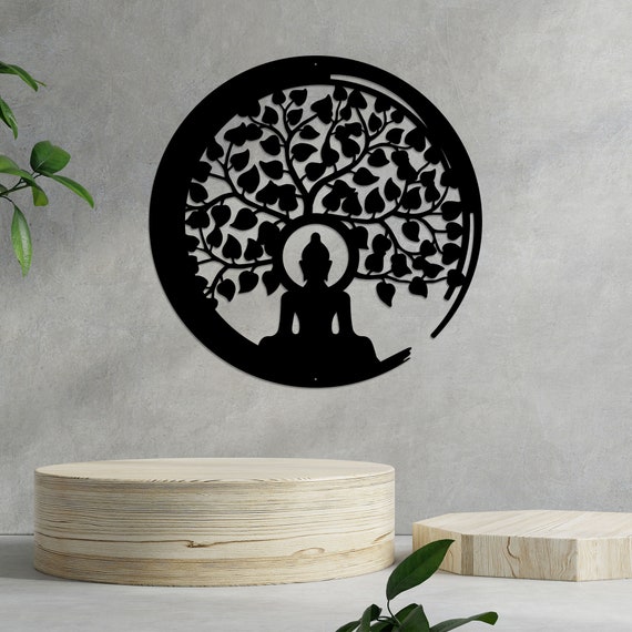 LED Buddha Tree of Life Metal Wall Art, Yoga Zen Decor - Etsy