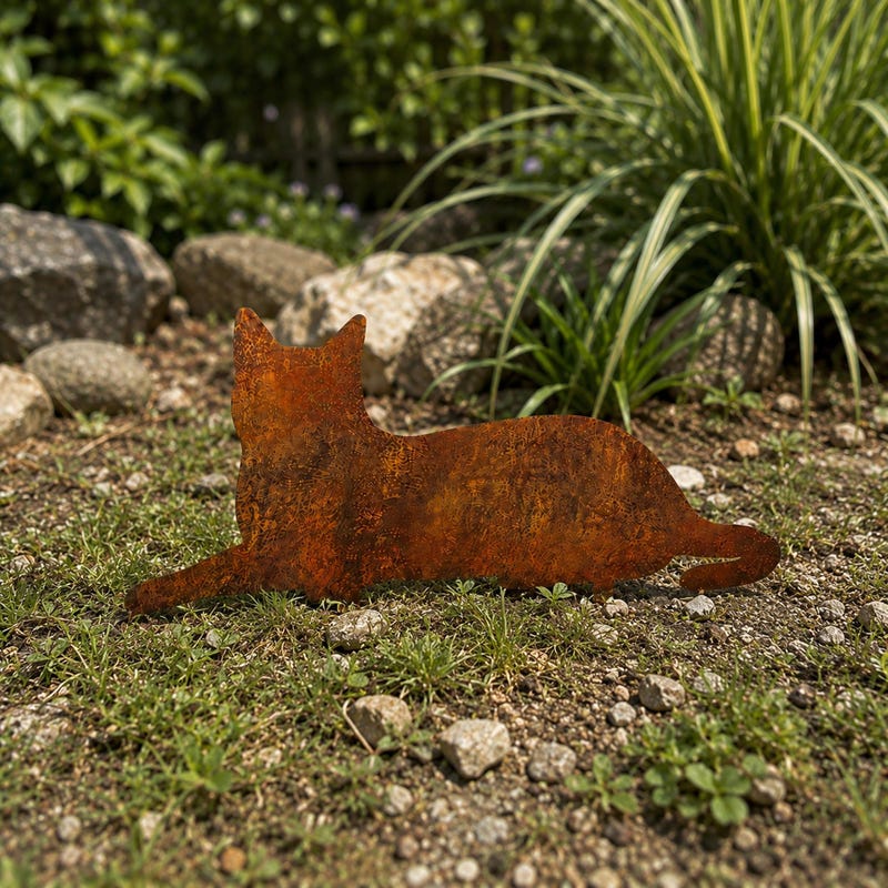 Rustic Garden Features Rustic Outdoor Cat - Etsy