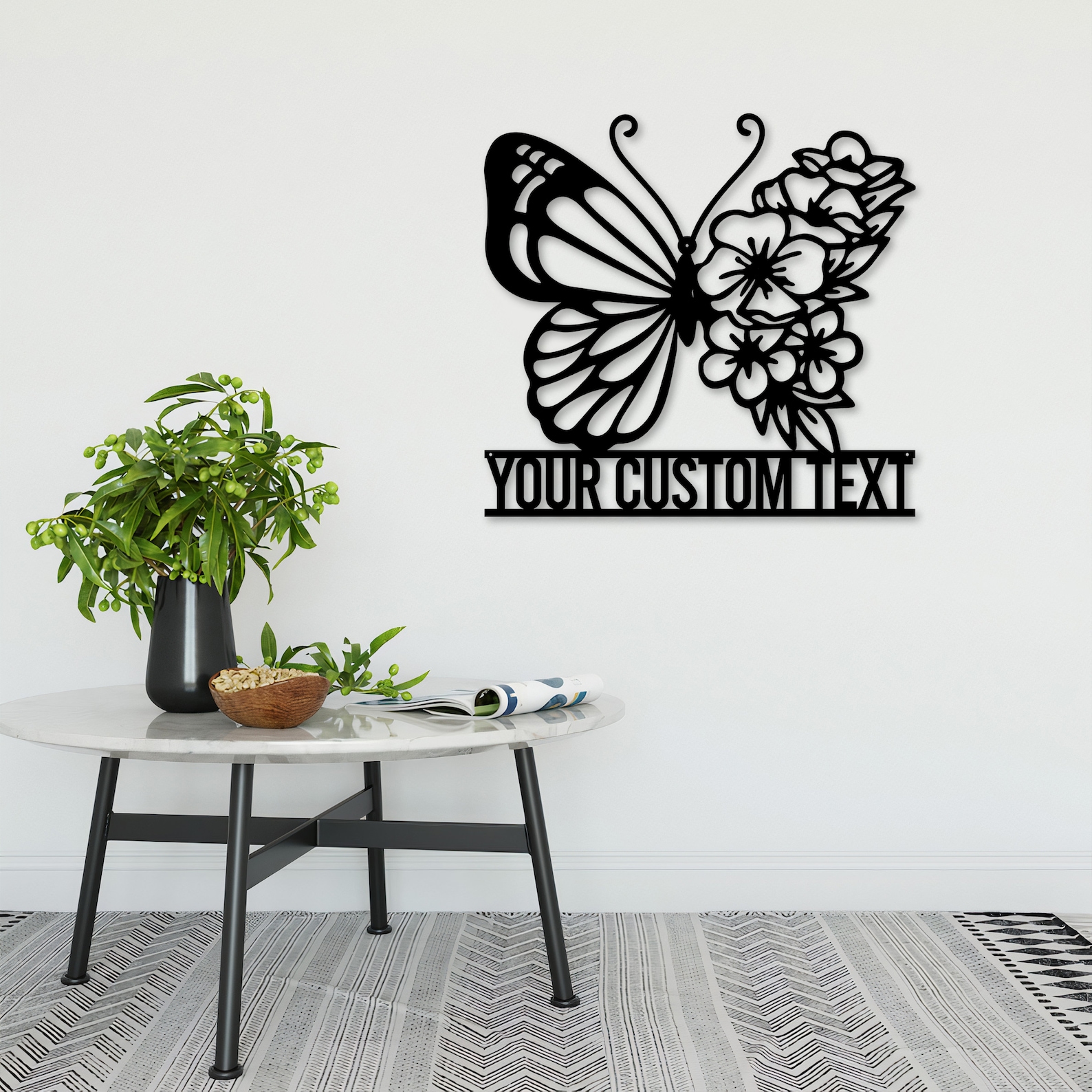 Custom Floral Butterfly Metal Wall Art With Lights Butterfly Etsy