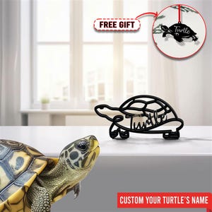 Personalized Turtle Tortoise Metal Table Sign, Minimalist Sculpture Statue, Custom Pet Name Metal Wire, Turtle Lover Gift, Home Office Decor