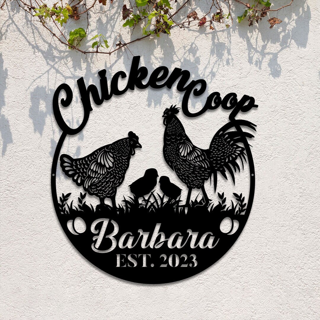 Custom Metal Chicken Coop Sign With Led Light, Rooster Hen Sign, Farm Barn Decor, Country Home