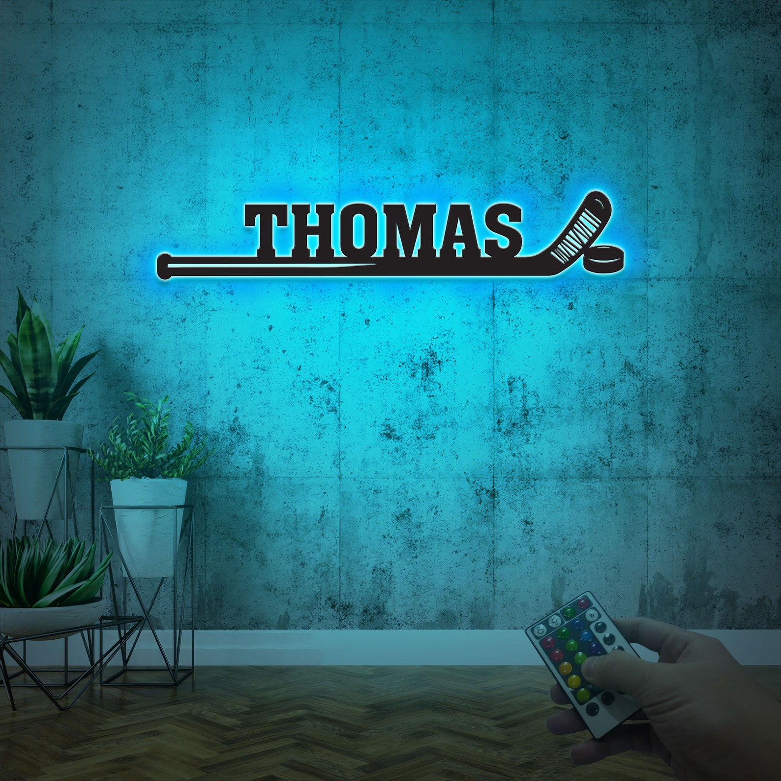 Custom Hockey Stick With Name Sign Hockey Player Name Metal Etsy