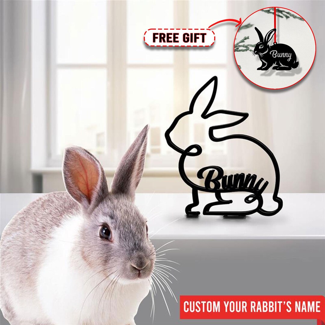 Personalized Bunny Rabbit Metal Table Sign, Custom Name Ornament - Etsy