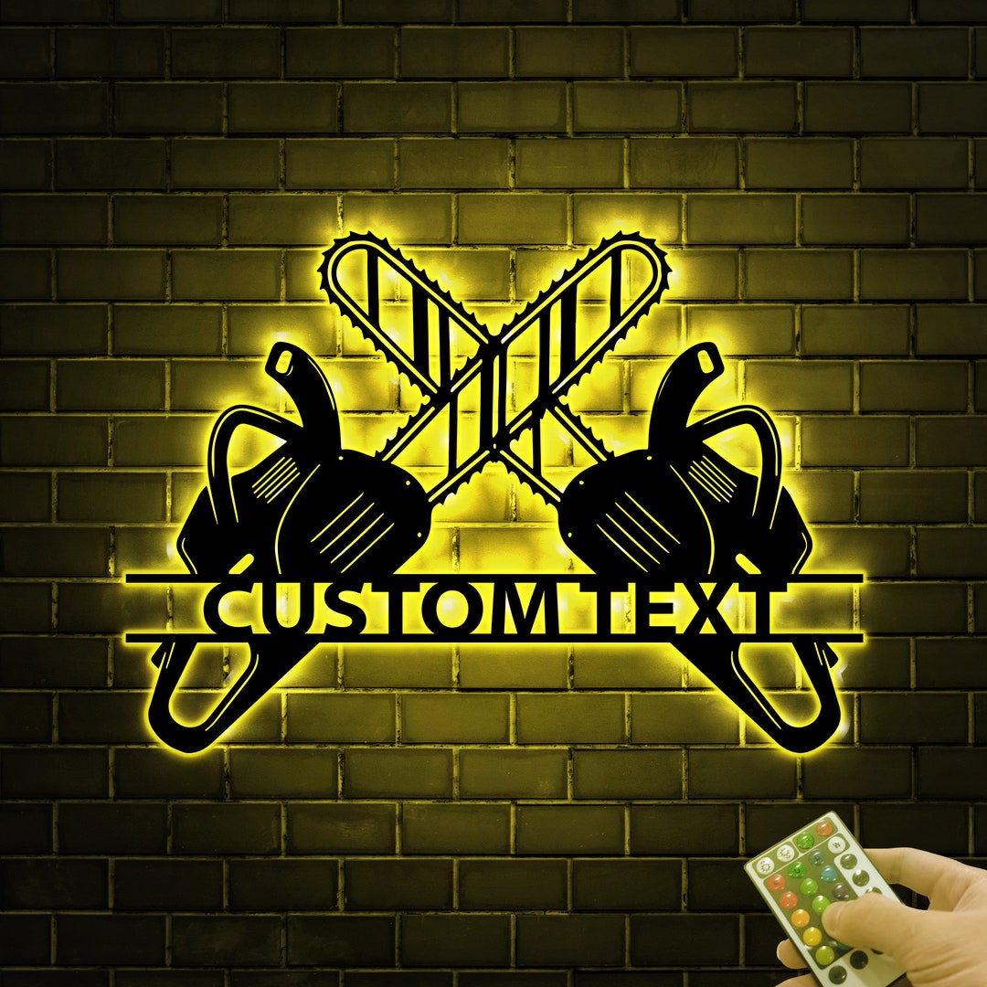 Personalized Logging Chainsaws Metal Wall Art With Led Lights, Logging