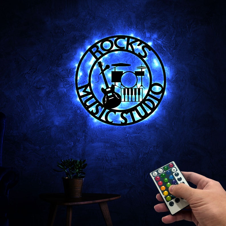 Personalized Musical Instruments Metal Wall Art With Led Etsy