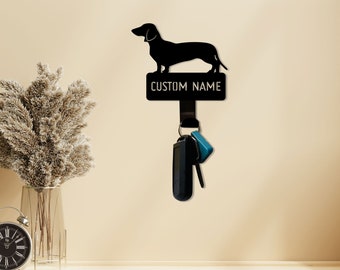 Dachshund Leash Hanger & Key Holder - Wall Mounted Made In USA Organizer