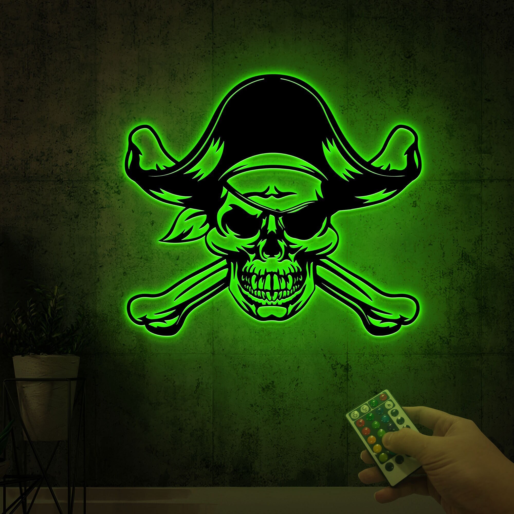 LED Pirate Skull and Crossbones Sign, Kids Room Decor - Etsy