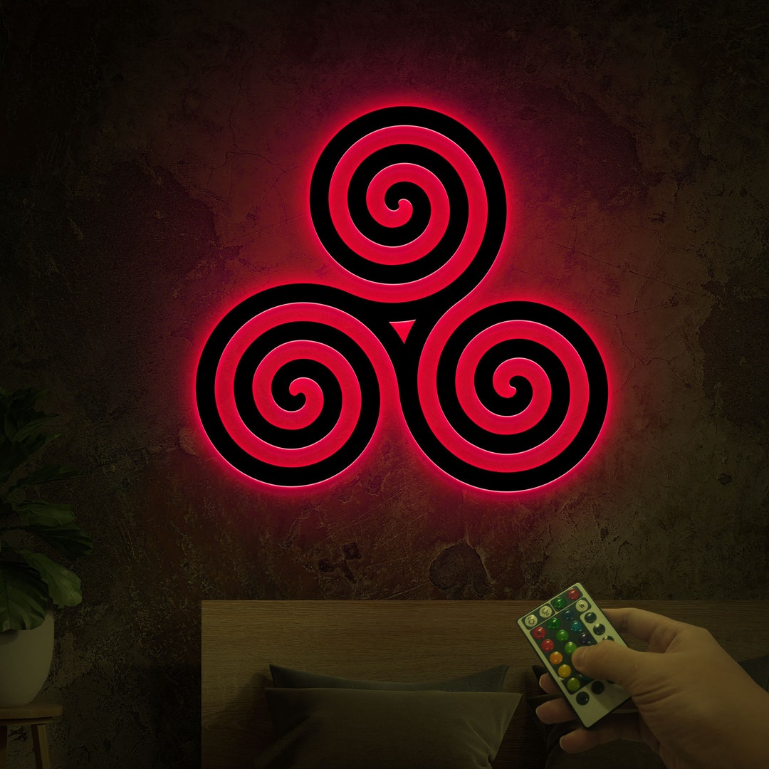 Triskelion Metal Wall Art With Led Light, Celtic Wall Decor, Irish