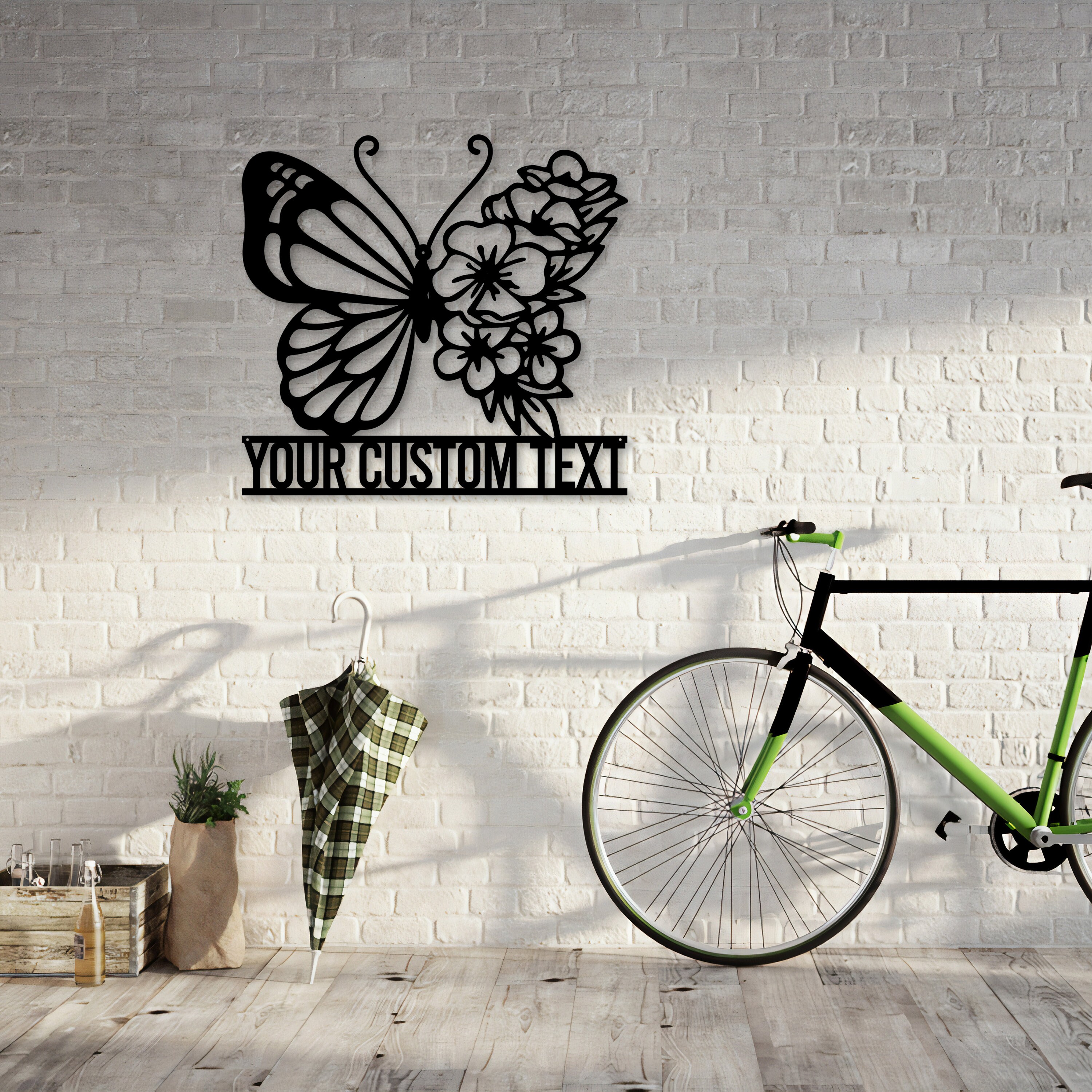 Custom Floral Butterfly Metal Wall Art With Lights Butterfly Etsy