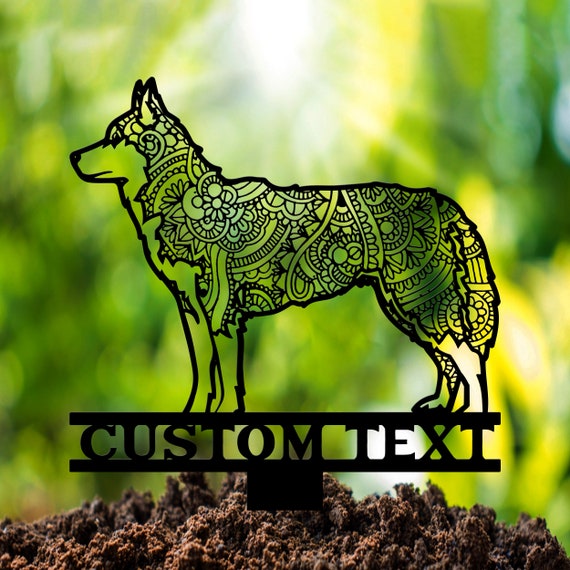 Siberian Husky Mandala Metal Garden Stake, Dog Yard Art
