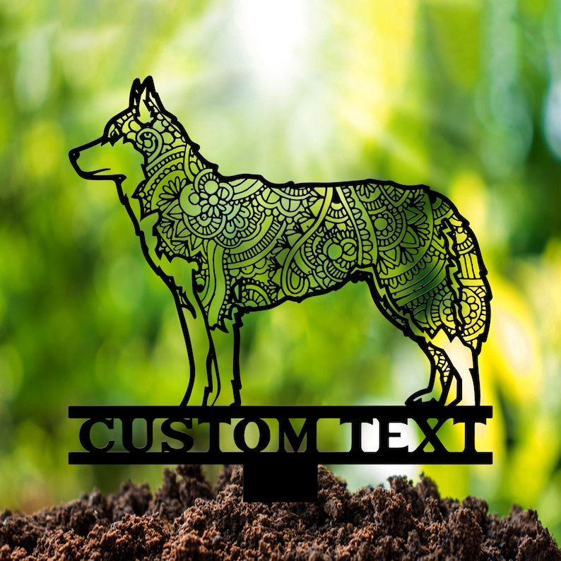 Siberian Husky Mandala Metal Garden Stake, Dog Yard Art image 1