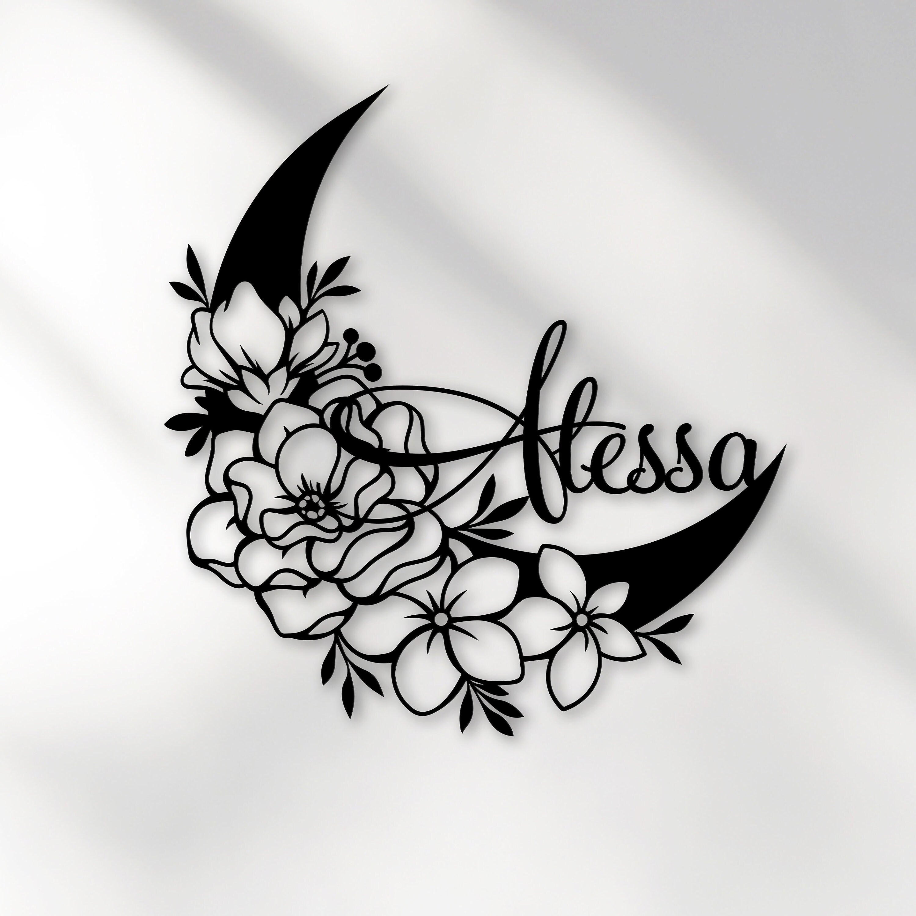 月 moon ☽⋆゜台紙名入れオーダー Custom Metal Name, Personalized Moon Metal Sign, Moon Name