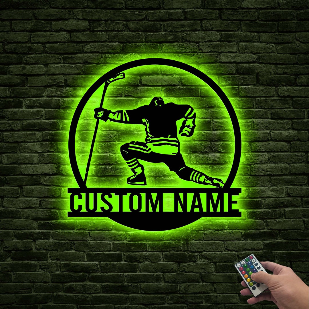 Custom Hockey Metal Sign With Led Light, Hockey Coach Gift Hockey Gifts