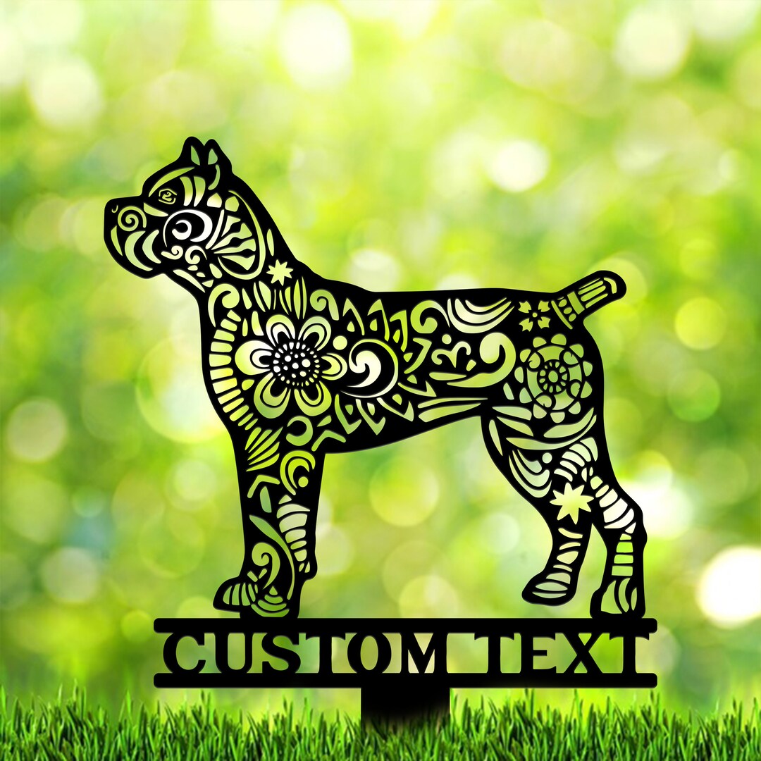 Custom Cane Corsi Dog Stake Metal, Zentangle Metal Yard Art, Dog Garden Sign, Outdoor Decor