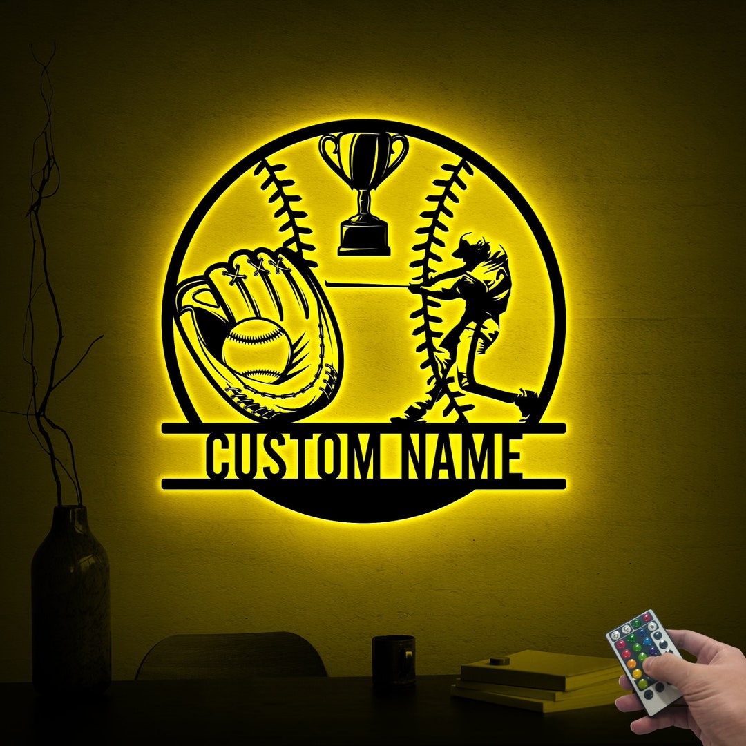 Custom Baseball LED Sign, Stainless Steel, Baseball Coach Gift - Etsy