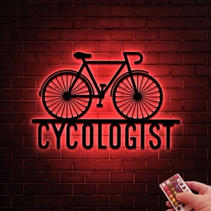 Cycologist Metal Sign with Led Light, Bicycle Lover Gift, Cyclist Wall Decor, Biking Gift Home Office Decor, Birthday Gift for Biker