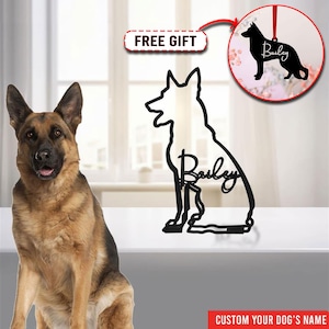 Belgian Malinois Dog Metal Table Sign, Minimalist Sculpture Statue, Custom Dog Breed, Metal Wire, Dog Lover Gift, Home Office Decor