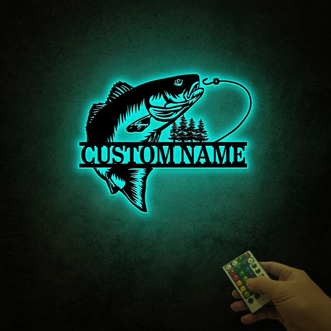 Custom Red Drum Fishing Metal Wall Art With Led Light, Fishing Gifts