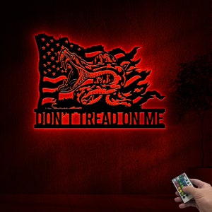 Don't Tread on Me Distressed Flag Metal Sign With Led Light, Snake Flag ...