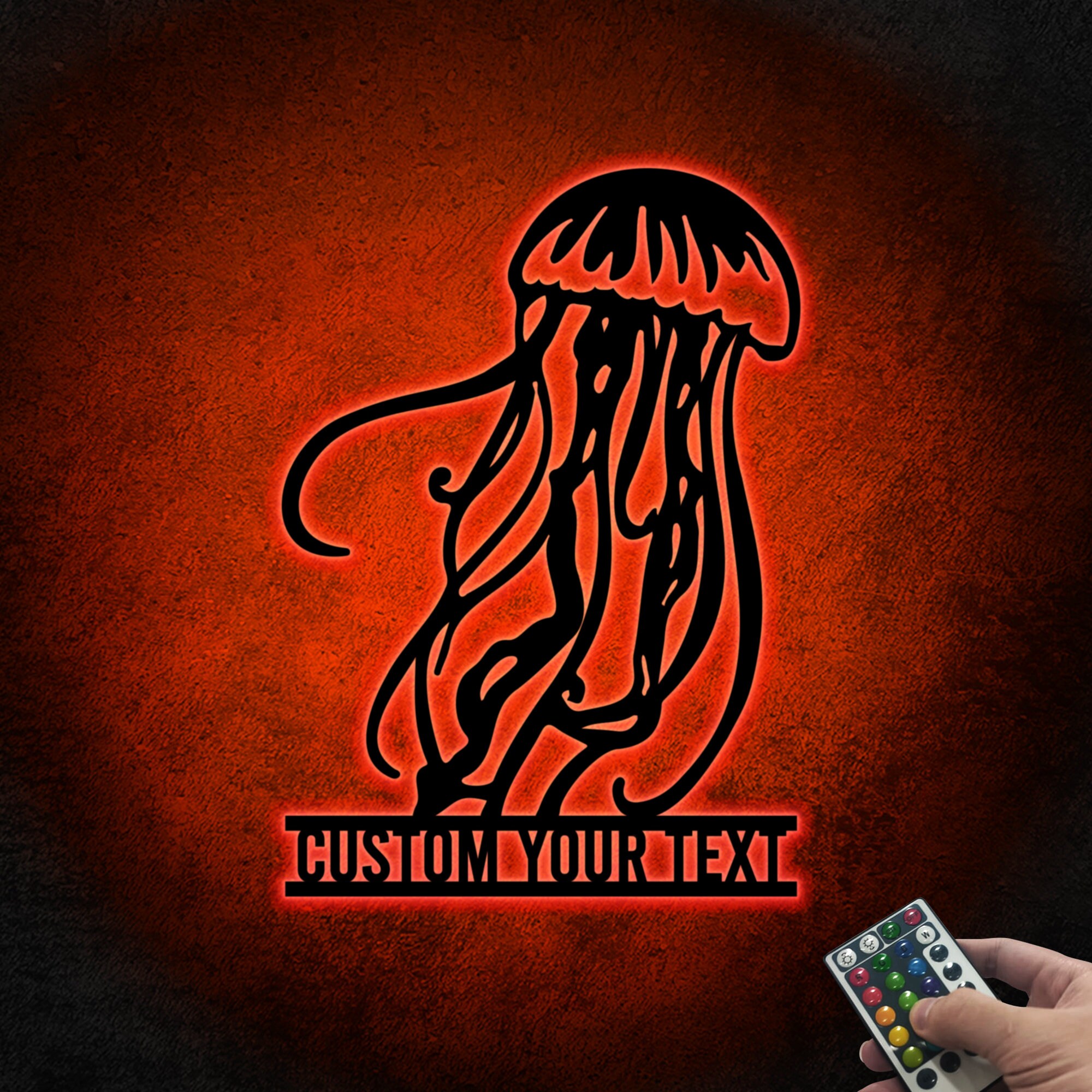 Custom Jelly Fish Metal Wall Art With Lights Sea Life Home Etsy