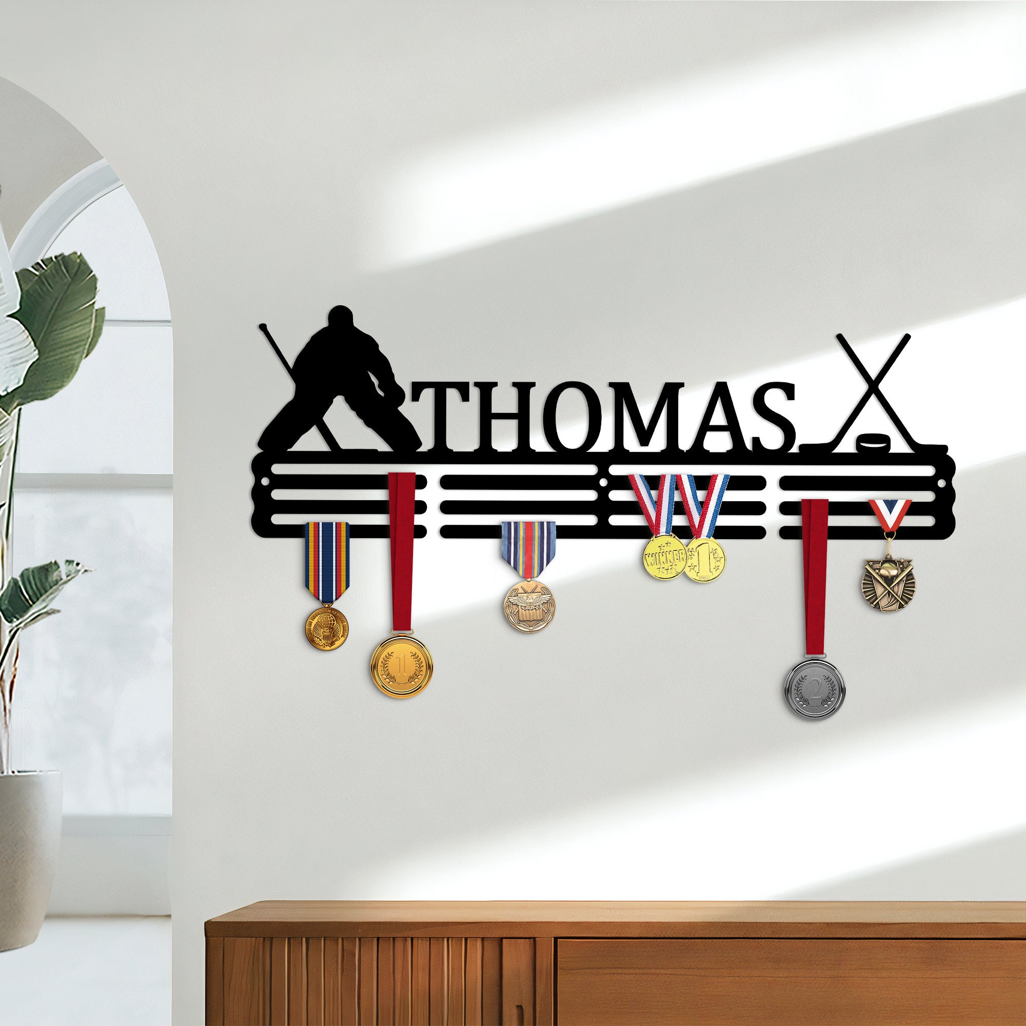 Personalized Hockey Medal Holder Custom Metal Medal Holder Etsy