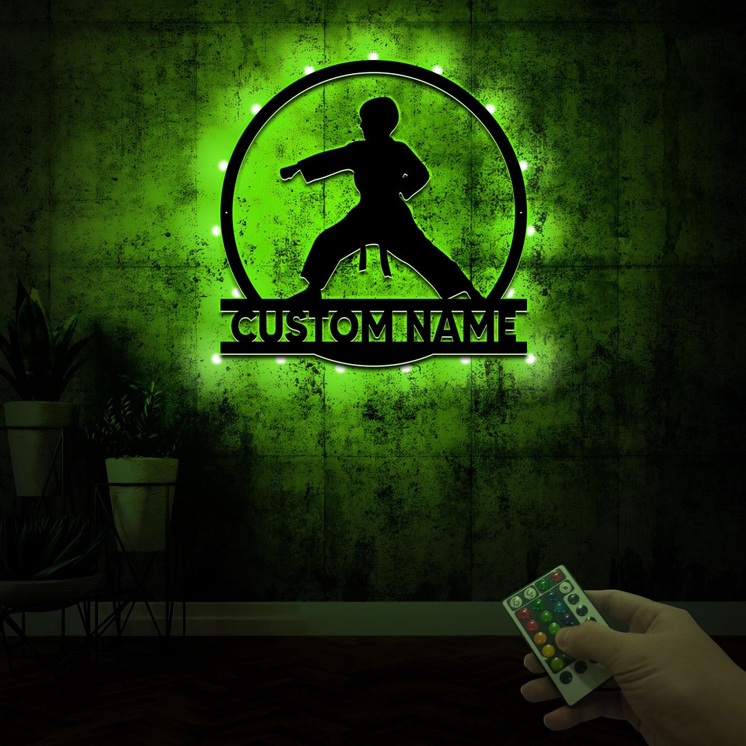 Custom Boy Karate Metal Wall Art With Led Light, Martial Arts Sign, Kid Karate Sign, Kids Room