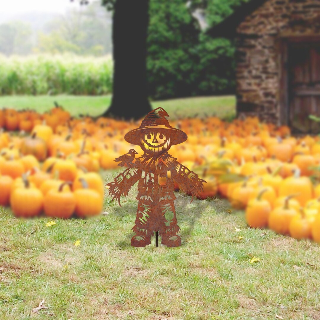 Rusty Metal Scarecrow Yard Sign, Halloween Fall Decor - Etsy