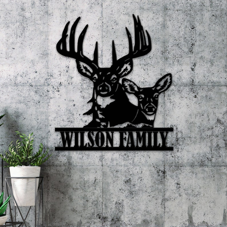 Personalized Deer Metal Wall Art With Led Lights Custom Deer Etsy