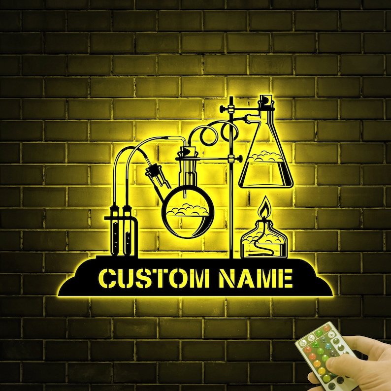 Custom Chemistry Teacher Metal Sign With Led Light Science Etsy