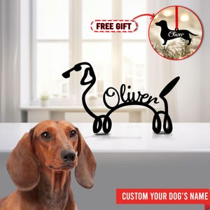 Personalized Dachshund Wiener Dog, Metal Sign, Cute Sign, Minimalistic Sculpture Statue, Custom Breeds Dog, Metal Wire, Dog Lover Gift