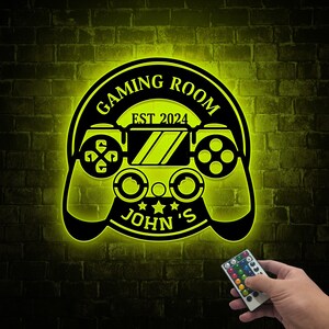 Custom Gaming Room Metal Sign with Led Lights, Game Controller Boys Room Decor, Video Game Wall Decor, Birthday Gift, Christmas Gift