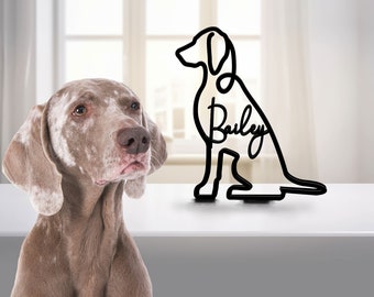 Personalized Weimaraner Dog Metal Table Sign, Minimalist Sculpture Statue, Custom Dog Breed, Metal Wire, Dog Lover Gift, Home Office Decor