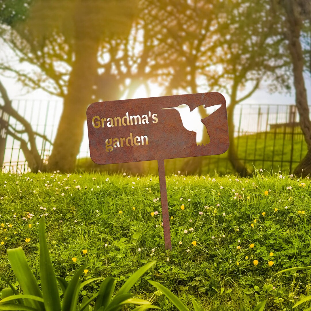 Personalized Rusty Metal Garden Sign, Hummingbird Yard Art - Etsy
